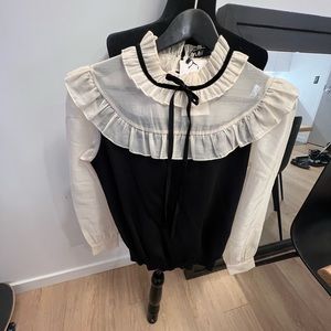 Zara NWT multi media ruffle blouse XL